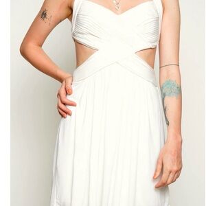 BCBGMaxAzria White Strapless Cutout Maxi Dress